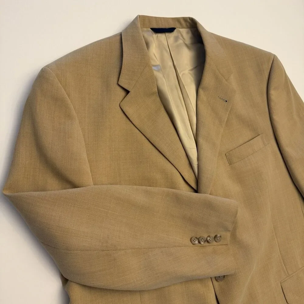 Vintage Burberry London Mens 50S Tan Wool Sport Coat Blazer USA Made